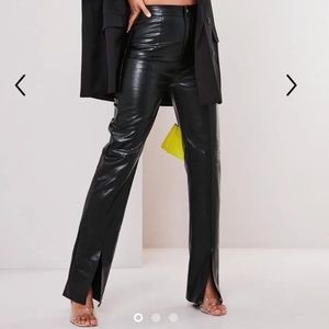 Missguided Leather Split Front Pants